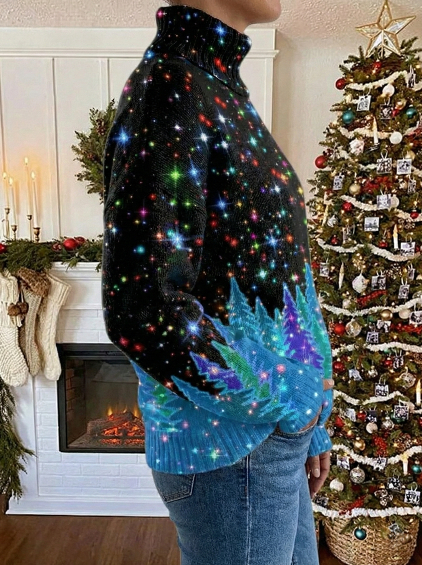 Saraya | Sweter bożonarodzeniowy z gwiazdkowym wzorem